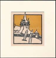 Kós Károly (1883-1977): Ház, Színes Linómetszet, Papír, Jelzés Nélkül, Paszpartuban, 12×12 Cm - Sonstige & Ohne Zuordnung