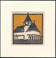 Kós Károly (1883-1977): Ház, Színes Linómetszet, Papír, Jelzés Nélkül, Paszpartuban, 12×12 Cm - Sonstige & Ohne Zuordnung