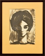 Süle István (1937-1996): Női Portré. Tus, Papír, Jelzett, üvegezett Keretben, 30×21 Cm - Sonstige & Ohne Zuordnung
