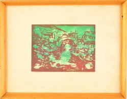 D. Szabó Margit (1938-): Mostari Híd. Színes Linó, Papír, üvegezett Keretben, 14,5×19,5 Cm - Sonstige & Ohne Zuordnung