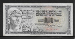 Yougoslavie - 1000 Dinara - Pick N°92d - Variété Date Partielle - TTB - Joegoslavië