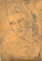 Vaszary Jelzéssel: Női Portré. Szén, Papír-karton (hibás), 45×31 Cm - Sonstige & Ohne Zuordnung