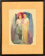 Jelzés Nélkül: Pár. Akvarell, Papír, üvegezett Keretben, 26×19 Cm - Sonstige & Ohne Zuordnung