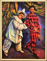 Jelzés Nélkül: Pierrot és Harlequin (Cezanne Után). Olaj, Vászon, Keretben, 80×60 Cm - Sonstige & Ohne Zuordnung