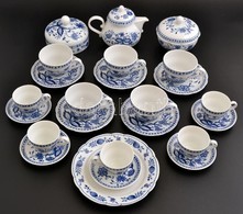 Kahla Kék Virágmintás Porcelán Teás Készlet, Matricás, Jelzett, Hiányos, Hibátlan - Sonstige & Ohne Zuordnung