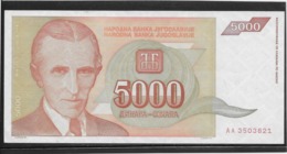 Yougoslavie - 5000 Dinara - Pick N°128 - SPL - Yugoslavia