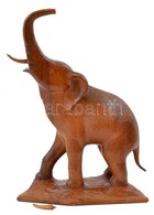 Fa Elefánt Figura, Egyik Agyara Kijár, Másik Sérült, M: 22 Cm - Sonstige & Ohne Zuordnung
