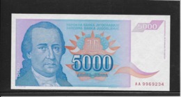 Yougoslavie - 5000 Dinara - Pick N°141 - NEUF - Jugoslawien