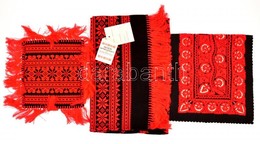 3 Db Dekoratív Piros-fekete Népművészeti Terítő - Sonstige & Ohne Zuordnung