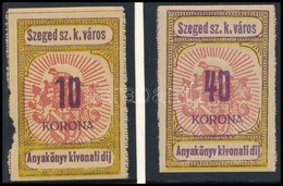 1920 Szeged Városi Anyakönyvi Kivonati Díj 10K + 40K (12.000) - Ohne Zuordnung