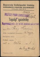 1919 Országos Postás Szakszervezet Magyarországi Posta-, Táv- és Távb. Munkások Szakszervezete Tagsági Igazolvány, Tagsá - Ohne Zuordnung