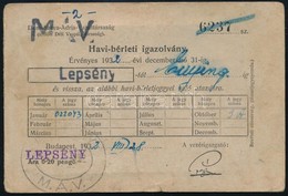 1932 MÁV Havi Bérlet Lepsénytől Enyingig - Ohne Zuordnung