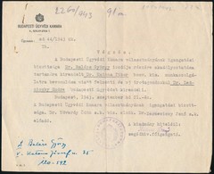 1943 A Budapesti Ügyvédi Kamara Határozata Munkaszolgálatra Bevonult ügyvéd Helyettesítéséről - Ohne Zuordnung