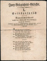 Cca 1814 Két Német Nyelvű Ferenc Császár 46. Születésnapjára, és A Lipcsei Csatára írt Alkalmi Vers, Szakadt. - Sin Clasificación