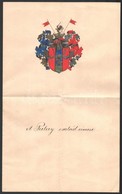 Cca 1903 Pulay Család Kézzel Festett Címere, A Papír Hátoldalán Okmánybélyeggel, 34x21 Cm - Unclassified