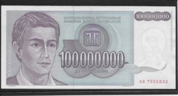Yougoslavie - 100000000 Dinara - Pick N°124 - NEUF - Yugoslavia