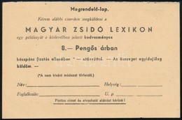 Cca 1930 Magyar Zsidó Lexikon Megrendelőlapja - Autres & Non Classés