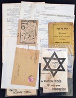 Vegyes Papírégiség Tétel: Judaika Témájú Iratok, Töredékek, Közte Kevés Antiszemita Nyomtatvány Is - Sonstige & Ohne Zuordnung