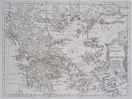 Cca 1750 Karte Von Tracien Und Griechenland - Trákia és Görögország Térképe. Rézmetszet. 29x39 Cm / Engraved Map Of Gree - Autres & Non Classés