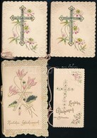 Cca 1900 Litografált, Dombornyomott újévi és Egyéb  üdvözlőkártyák, Szalaggal össz 8 Db / 8 Litho Greeting Cards 12x8 Cm - Non Classés