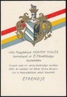 1930 Szeged, Horthy Miklós (1868-1957) Kormányzó Tiszteletére Rendezett Díszebéd étrendje - Ohne Zuordnung
