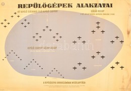 Cca 1950 Repülőgépek Alakzatai 2., Propaganda Plakát. Bp., Belügyminisztérium Légoltalmi Országos Parancsnoksága Kiképzé - Autres & Non Classés