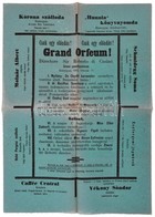 1902 A 'Grand Orfeum' Előadás Az Esztergomi Korona Szállóban, Csupa Lökött Műsorszámmal, Körben Bolond Reklámokkal, Plak - Other & Unclassified