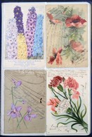 ** * 97 Db Régi Virág Motívumlap Albumban / 97 Pre-1945 Flower Motive Postcards In An Album - Sin Clasificación