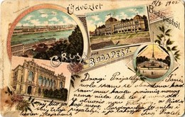 * T3/T4 1902 Budapest, Panorama A Királyi Vártól, Szent Lukács Fürdő, Fővárosi Vigadó, Artézi Kút. Kunstanstalt Rosenbla - Ohne Zuordnung
