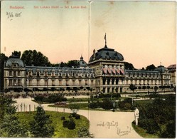 T2/T3 1905 Budapest II. Szent Lukács Fürdő, Kihajtható Lap. Taussig Arthur 5626. (hajtásnál Kicsit Szakadt / Slightly To - Ohne Zuordnung