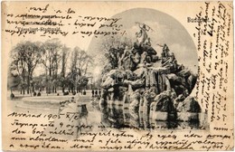 T3 1905 Budapest XIV. Városliget, Fontaine Csoport, Szökőkút. Divald Károly 366. Sz. (ázott Sarok / Wet Corner) - Sin Clasificación