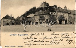 T4 1903 Segesvár, Schaessburg, Sighisoara; Utca, Tér, F. Lingner üzlete. Kiadja Teutsch F. / Street, Square, Shops (EM) - Ohne Zuordnung