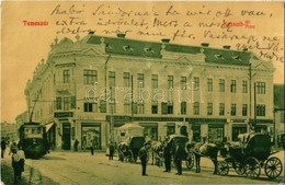 T3/T4 1913 Temesvár, Timisoara; Kossuth Tér, Korona Bank, Deutsch Testvérek, Morgenstern Zsigmond, Steingaszner Ferenc,  - Ohne Zuordnung