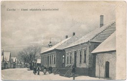 T3 1919 Csorba, Strba; Elemi Iskola, Utca Télen / Elementary School, Street View In Winter (ázott Sarkak / Wet Corners) - Ohne Zuordnung