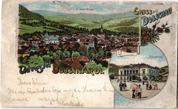 T4 1899 Dobsina, Dobschau; Látkép, Városháza / General View, Town Hall. Lithogr. Kunstanstalt Mehner & Maas No. 3676. Ar - Unclassified