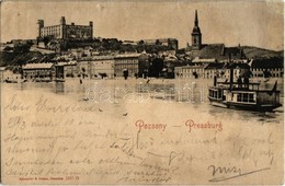 T3 1908 Pozsony, Pressburg, Bratislava; Vár, Ingahajó. Kiadja Römmler & Jonas / Castle, Shuttle Boat (r) - Ohne Zuordnung