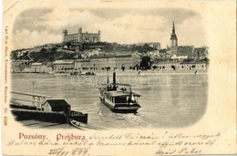 T4 1899 Pozsony, Pressburg, Bratislava; Vár, Ingahajó. Carl Otto Hayd Kunstanstalt Nr. 6328. / Castle, Shuttle Boat (vág - Ohne Zuordnung