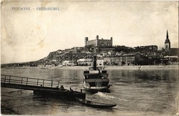 T2/T3 1912 Pozsony, Pressburg, Bratislava; Vár, 'Pozsony' Csavargőzös átkelőhajó / Castle, Shuttle Boat, Steamship (EK) - Ohne Zuordnung