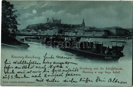 T3 1899 Pozsony, Pressburg, Bratislava; A Régi Hajóhíd (pontonhíd), Uszályok, Vár. Edgar Schmidt / Old Pontoon Bridge, B - Ohne Zuordnung