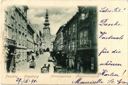 T2/T3 1898 Pozsony, Pressburg, Bratislava; Mihály Kapu Utca, üzletek. Kiadja Körper Károly Fényképész / Michaelerthorgas - Ohne Zuordnung