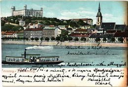 T4 1905 Pozsony, Pressburg, Bratislava; Vár, Gőzhajó / Castle, Steamship (vágott / Cut) - Ohne Zuordnung