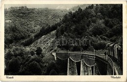 T2 Uzsok, Uzok, Uzhok; Viadukt, Vasúti Híd Vonattal / Viaduct, Railway Bridge With Train - Unclassified