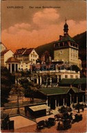 * T2/T3 1917 Karlovy Vary, Karlsbad; Der Neue Schlossbrunnen / New Castle Fountain, Carl Pietzner's Advertisement  (Rb) - Sin Clasificación