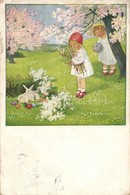 T2/T3 Easter Greeting, Children With Rabbits In The Garden; M. M. Nr. 1209. S: Pauli Ebner (EK) - Unclassified