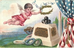 T2/T3 In Memoriam To Those Brave Souls Who Gave Their Lives For Their Country. American Patriotic Art Postcard With Flag - Ohne Zuordnung