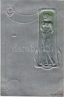 T2/T3 1904 Art Nouveau Silver Embossed Lady. Unsigned Raphael Kirchner (EK) - Unclassified