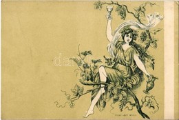 ** T2/T3 Art Nouveau Lady With Wine And Grapes. Engel Lajos Szeged  (non PC) (EK) - Non Classés