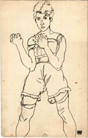 T2/T3 Lady In Underwear. Zeichnung, Lichtdruck V. Max Jaffé. Verlag Der Buchhandlung Richard Lányi S: Egon Schiele (tear - Ohne Zuordnung