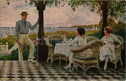 ** T2 A Welcome Visitor. Man With Tennis Racket Visiting The Ladies. Alex Vincents Kunstforlag. Maleriserie Nr. 70. S: P - Non Classificati