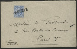 1912. N° 110 Edouard VII + "PAQUETE" Cancelled At Lisbonne's Stopping, On A Cover From The "PSNC" To Paris. - Lettres & Documents